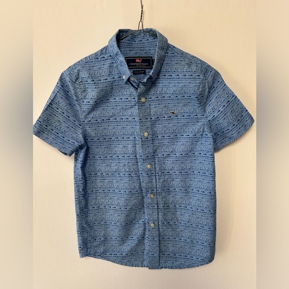 VINEYARD VINES SMALL BOYS WHALE SHIRT BLUE - Picture 1 of 7